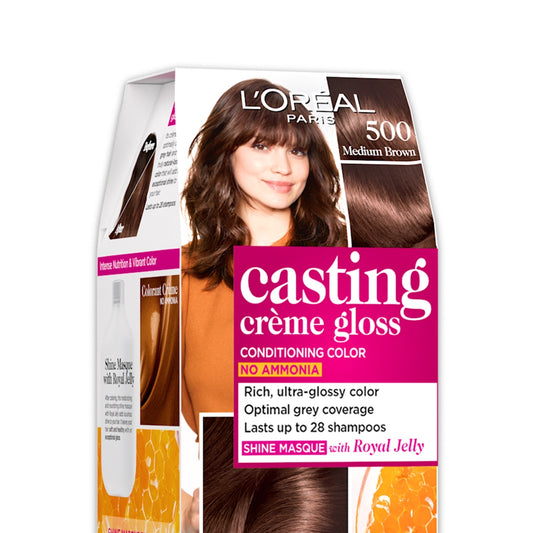 L'Oreal Casting Creme Gloss 500 Medium Brown Hair Colour - 87.5 gms + 72 ml