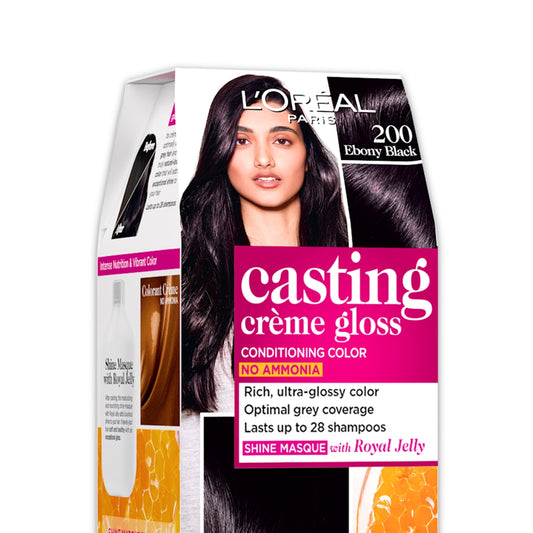 L'Oreal Casting Creme Gloss 200 Ebony Black Hair Colour - 87.5 gms + 72 ml