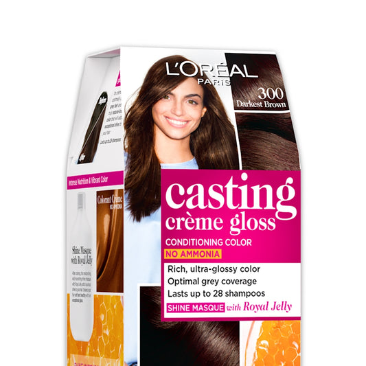 L'Oreal Casting Crème Gloss 300 Darkest Brown Hair Colour - 87.5 gms + 72 ml