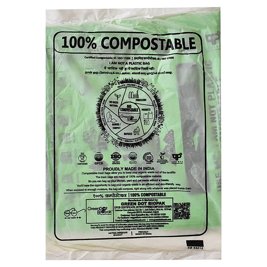 Bio Compostable Green Garbage Bag - 19X21 Inches